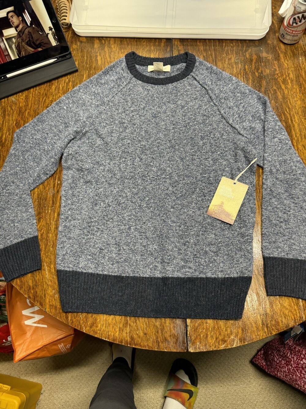 Frederick Anderson Copenhagen Medium Blue Round Neck Pullover Sweater Jumper